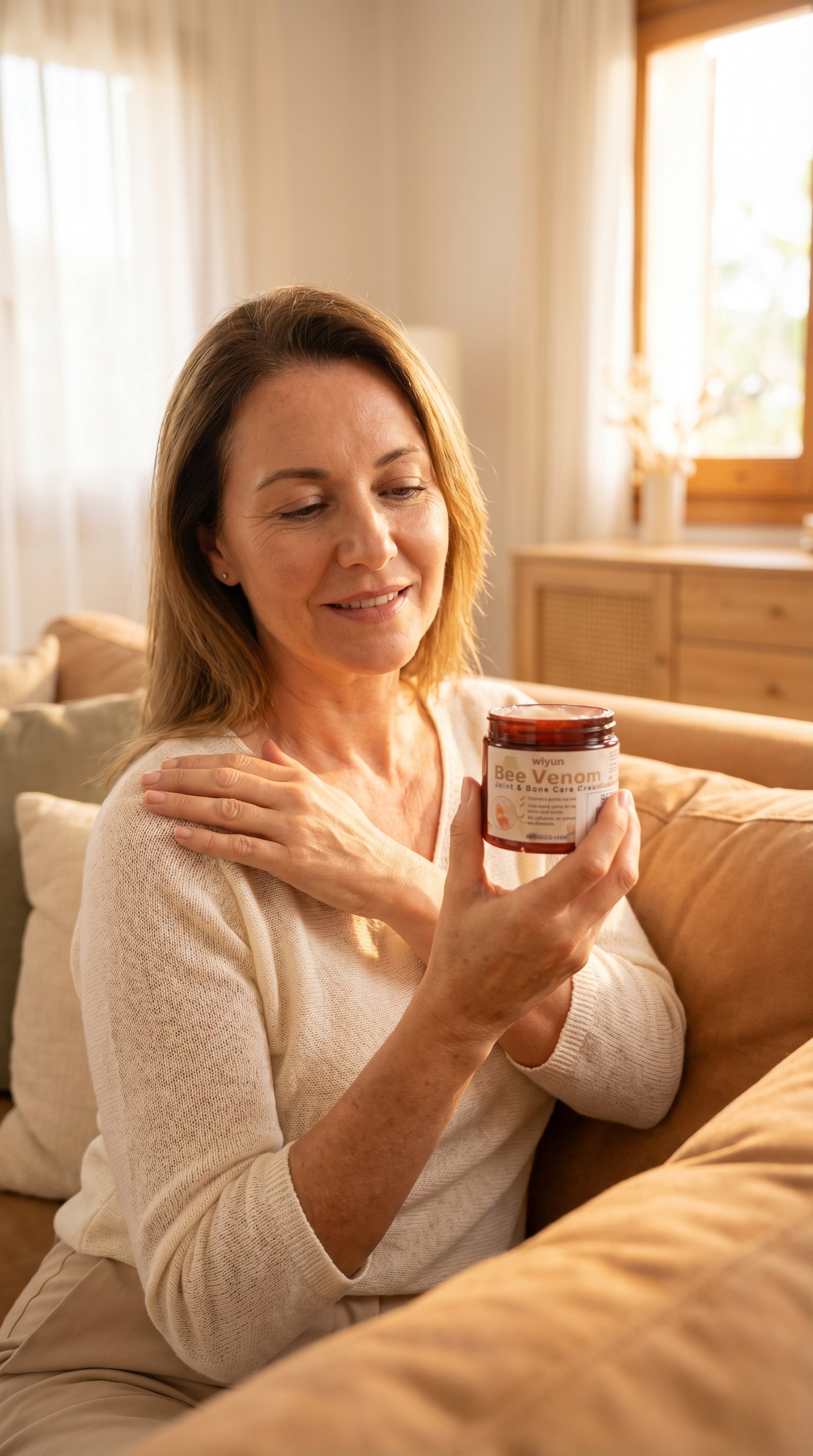 Clienta usando la crema