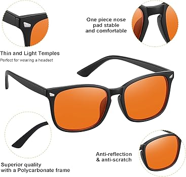 Detalle del lente rojo y montura del producto